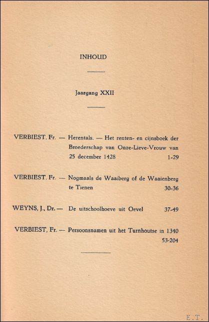 N/A. - TIJDSCHRIFT VOOR GESCHIEDENIS EN FOLKLORE. 22e jaargang 55-204 blz afl 3-4