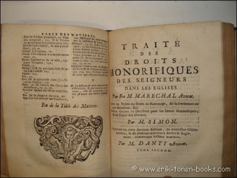 MARESCHAL, M.; SIMON, M; et DANTY,M.; - TRAITE DES DROITS HONORIFIQUES DES SEIGNEURS DANS L' EGLISES,