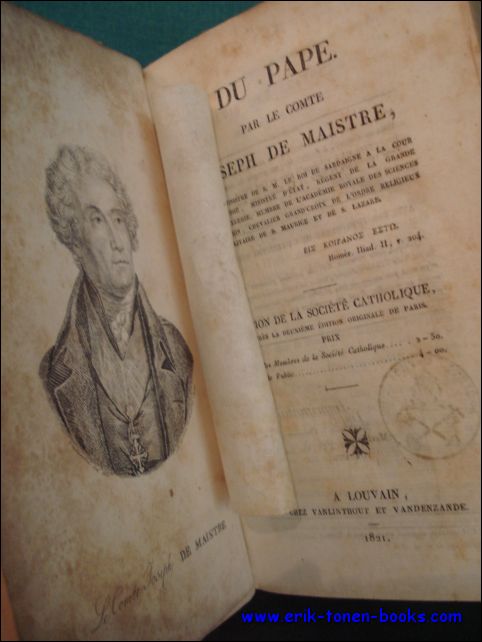 DE MAISTRE, LE COMTE JOSEPH. - DU PAPE.